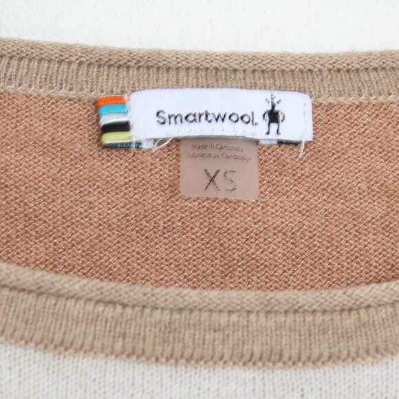 Smartwool Merino Wool Shadow Pine Colorblock Crew Sweater Almond Heather Size XS - Picture 14 of 16